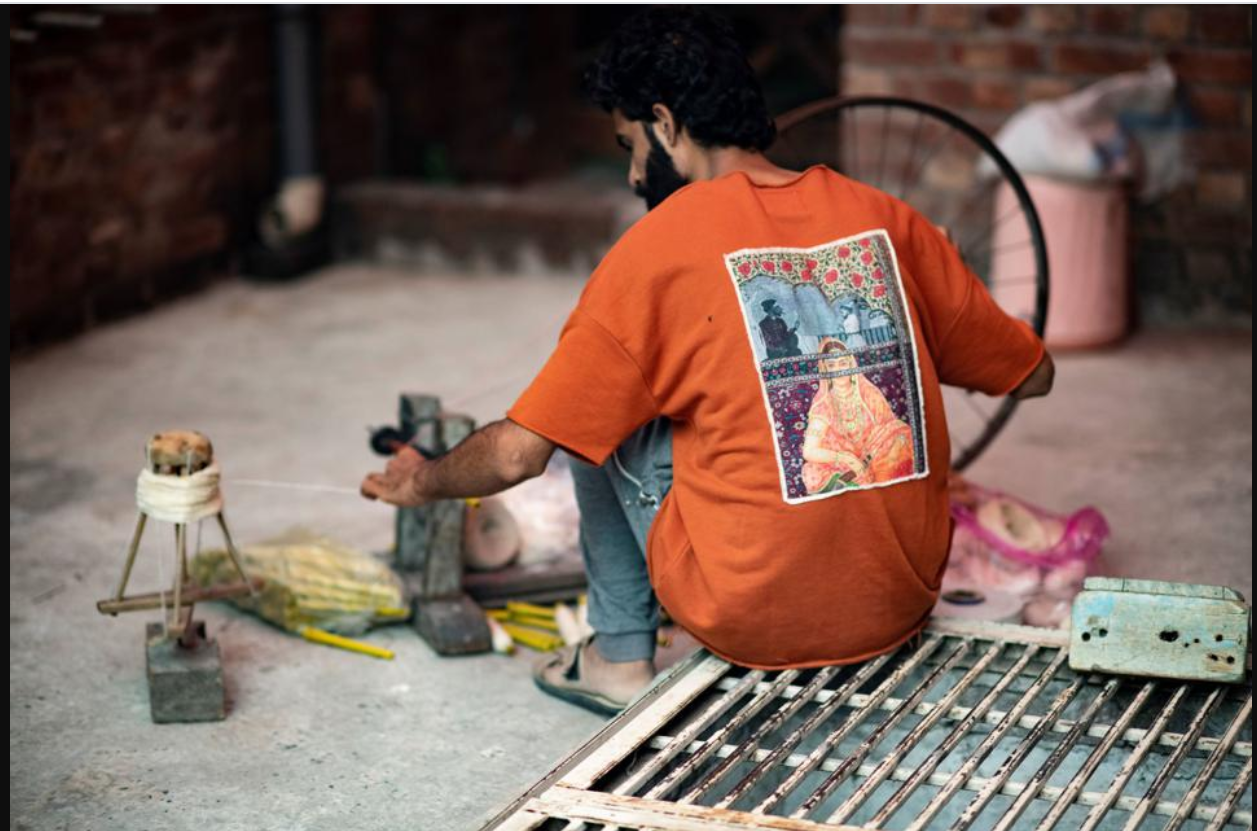 Artisan Aslam Mirza in his workshop in Lahore.